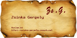 Zsinka Gergely névjegykártya